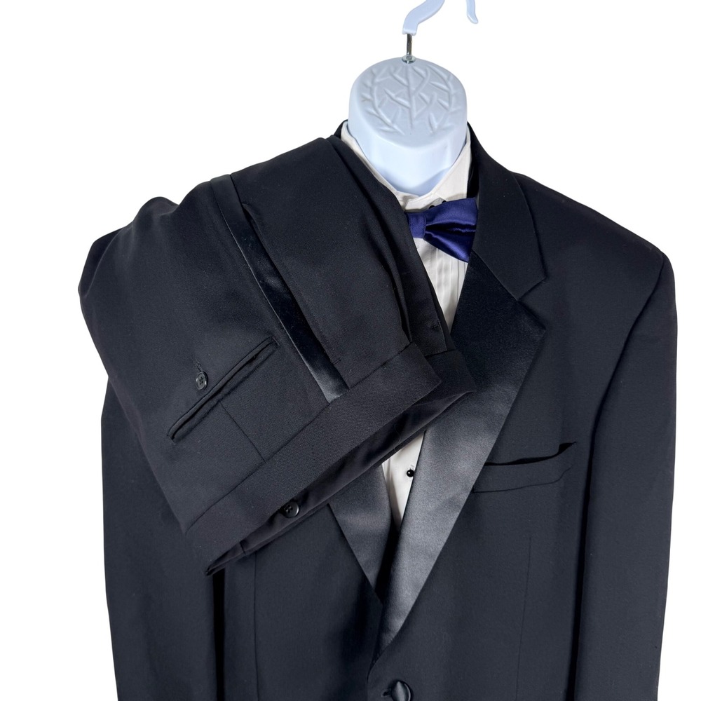 Vintage Versini 2pc Tuxedo Suit Wool 46R 40x28.5 Pleated Pants Formal Wedding